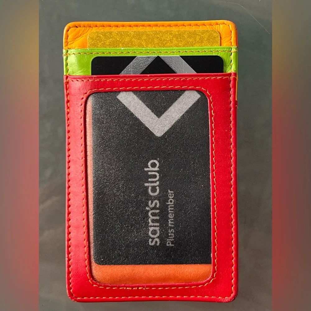 💲💳Leather Credit Card Case Holder Multicolor Red/Orange/Green/Yellow | MyWalit